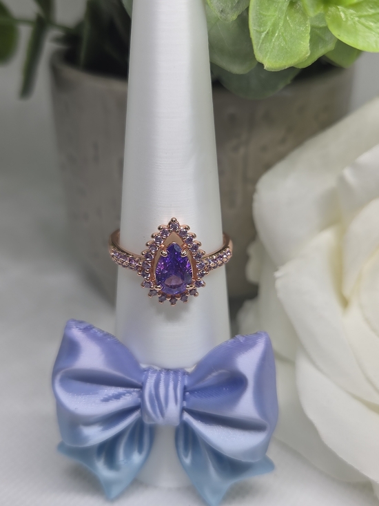 Bomb Party Jewelry - BP Rose Gold Teardrop Amethyst Halo Ring
